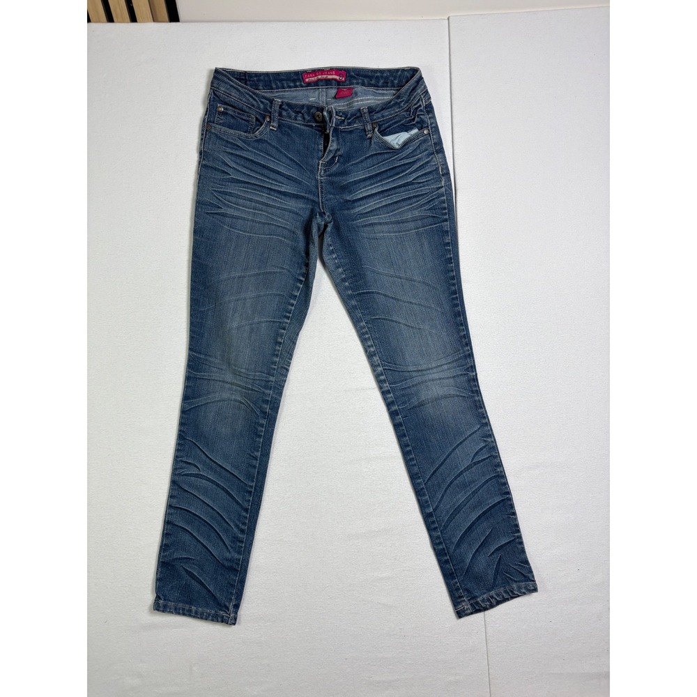 Zana Di Jeans Womens Size 9 Low Rise Straight Leg Medium Wash Whiskered Denim